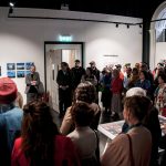 Artist Catherine Barron addresses attendees at her WGOA exhibition launch,