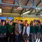 Gerard Arthurs of Team Europe and Breda O’Shea, Central Library Waterford with students from St. Paul’s Community College