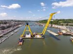 First Bridge Span Lifted Into Place