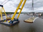 South Approach Span Lifted into Place