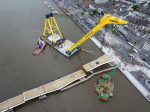 South Approach Span Lifted into Place
