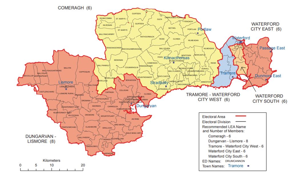 Waterford City and County Council has three Municipal Districts