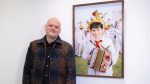 John Foley with his work, Biddy Boy