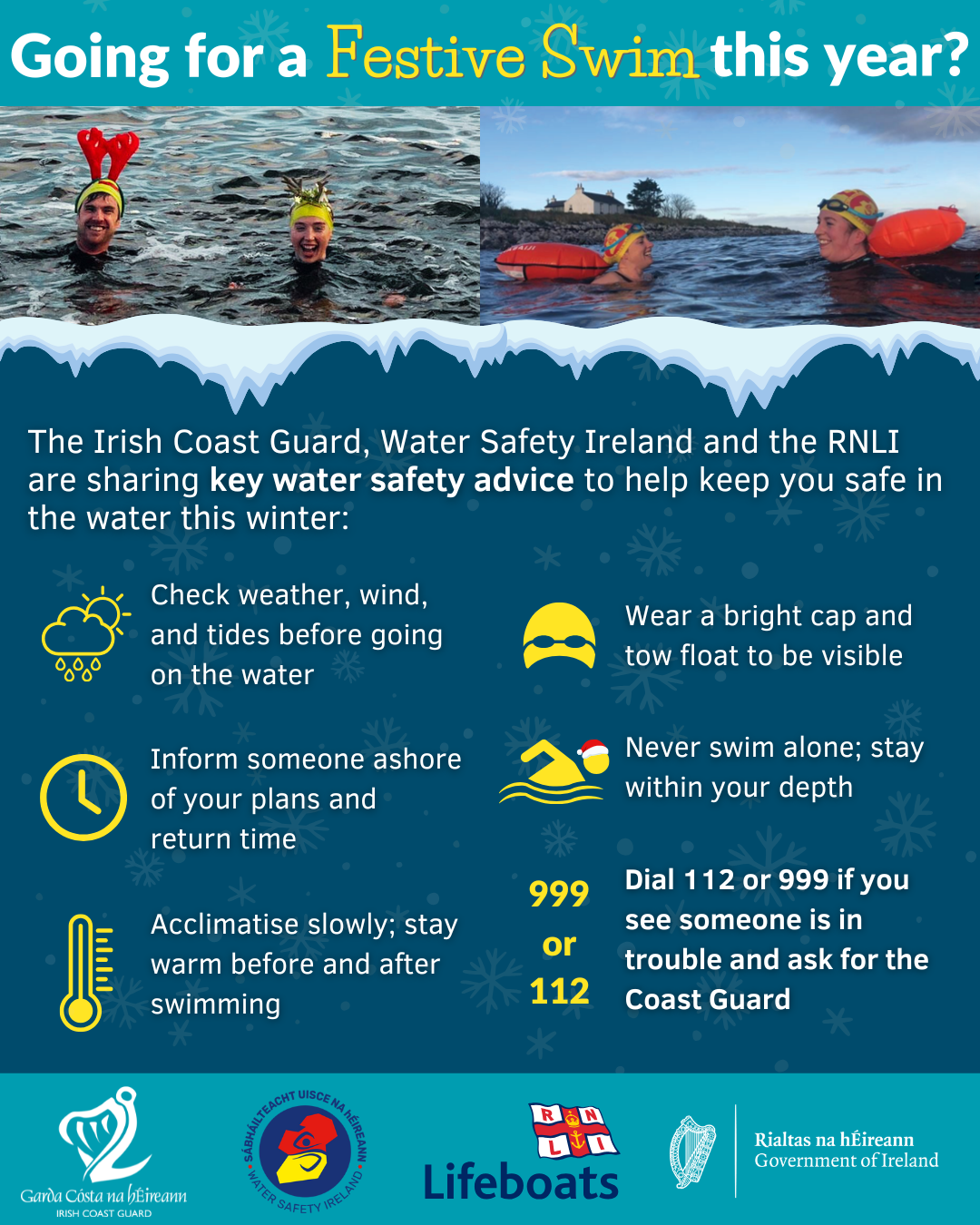 A seasonal Dip water safety appeal from the Irish Coast Guard, Water Safety Ireland and RNLI